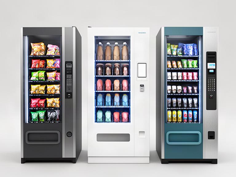 Tre distributori automatici affiancati che rappresentano soluzioni snack caffè e touch per aziende