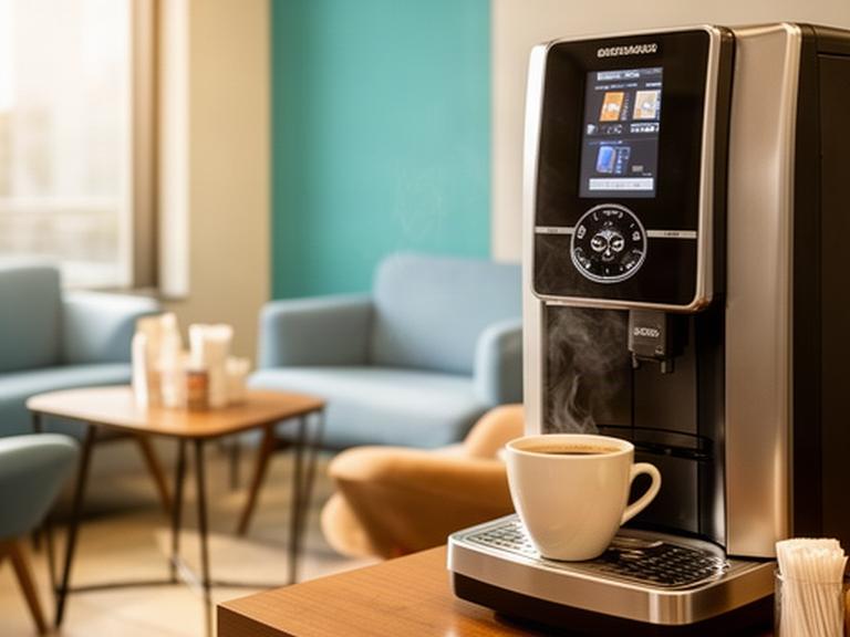 Angolo caffè con distributore di bevande calde in una sala aziendale