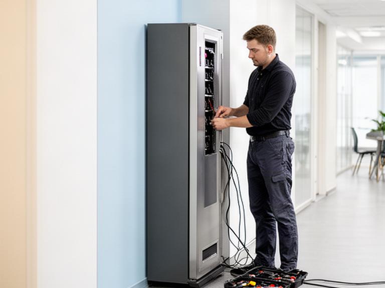 Installazione di un distributore automatico accanto a una parete di un ambiente aziendale
