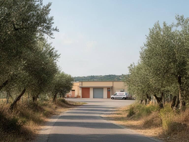 Strada di accesso alla sede nella zona di Villa Literno in Campania